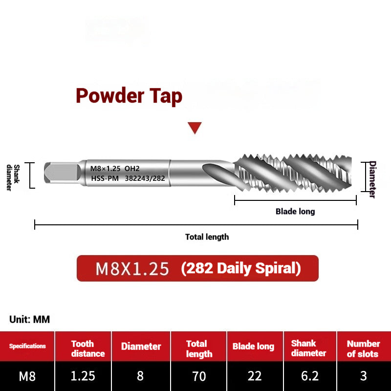 1107-OST powder high-speed steel taps Japanese standard apex screw tip spiral coarse teeth powder metallurgy tapping taps Shandong Denso Pricision Tools Co.,Ltd.